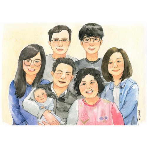 wongsiudio 客製化 水彩似顏繪 / 多人