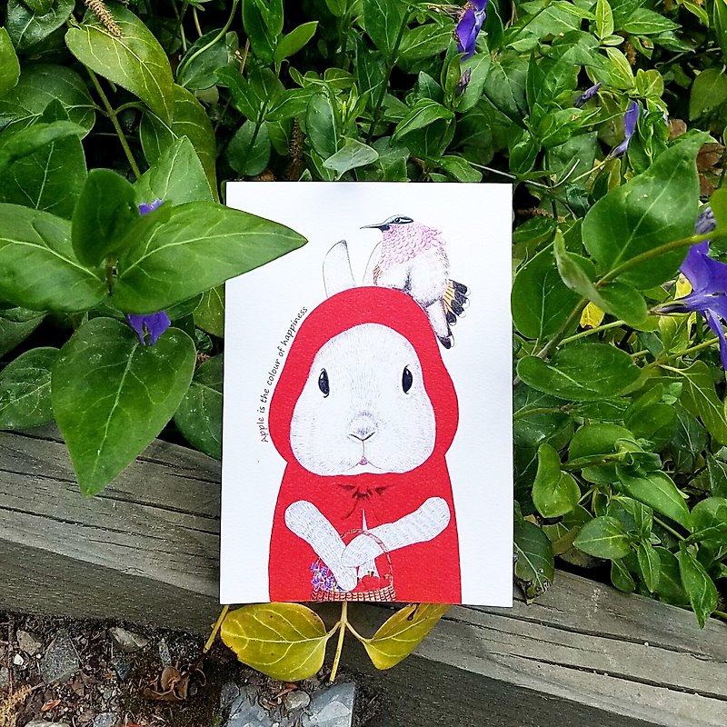 Postcard-Little Red Riding Hood and the Hummingbird - การ์ด/โปสการ์ด - กระดาษ สีแดง