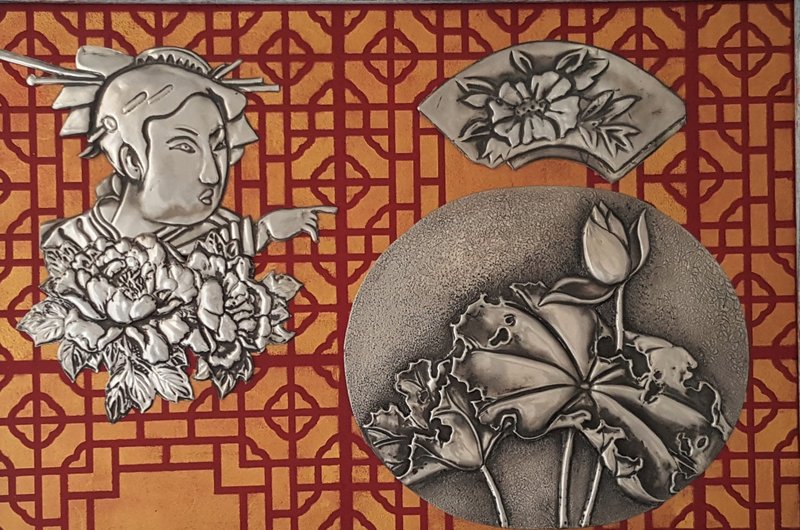 展覽義賣錫雕 賞花 畫框 - 海報/掛畫/掛布 - 其他材質 