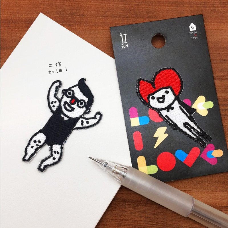 JzFun / 0416x1024 刺繡裝飾貼二入組 - 貼紙 - 繡線 黑色