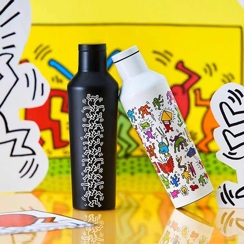 Discontinued-CORKCICLE Keith Haring three-layer vacuum easy-mouth bottle 470ml / 2 styles in total - Vacuum Flasks - Stainless Steel Multicolor