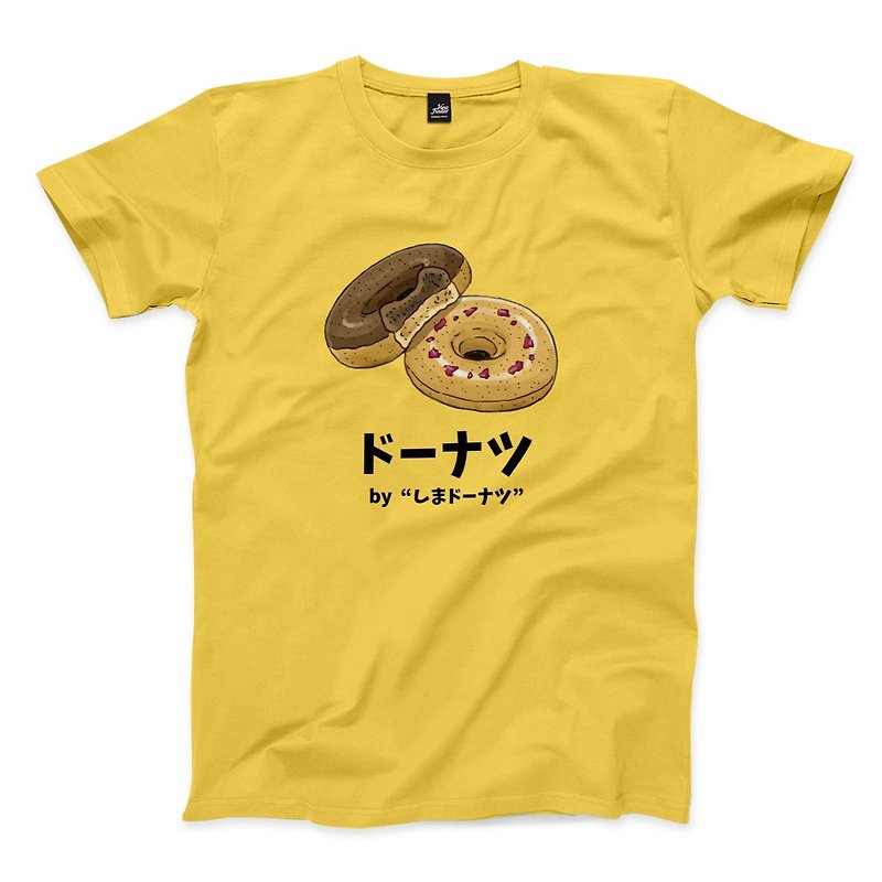 Island Donuts-Yellow-Unisex T-shirt - เสื้อยืดผู้ชาย - ผ้าฝ้าย/ผ้าลินิน สีเหลือง