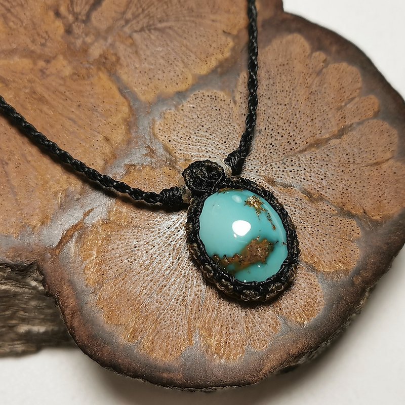 Pure Series-Hubei Turquoise- Wax Braided Pendant/Necklace Adjustable Length - Necklaces - Semi-Precious Stones Green