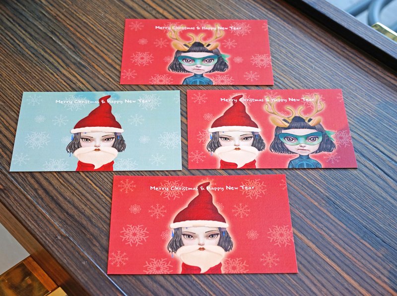 Christmas gift, Xmas Santa Set of 4 Postcards 明信片 + Free 1 Envolope  - 卡片/明信片 - 紙 