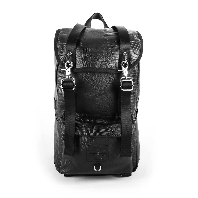 2016RITE Army Bag (M) - Black Crocodile - กระเป๋าเป้สะพายหลัง - วัสดุกันนำ้ สีดำ