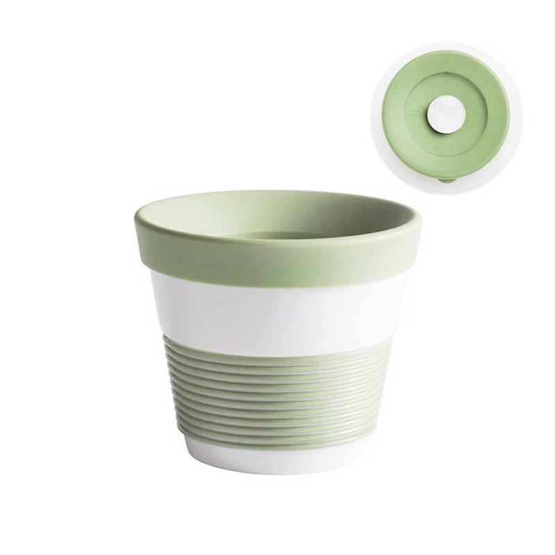 Cupit coffee to go mug 0,23 l Magic Grip fresh herbs (with Snack cover) - แก้วมัค/แก้วกาแฟ - เครื่องลายคราม สีเขียว