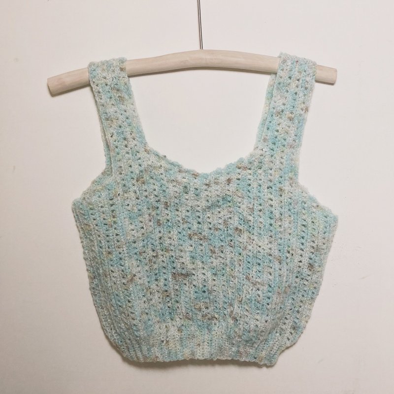 Hand crochet | Italian sequined mohair woven vest - เสื้อกั๊กผู้หญิง - ขนแกะ 