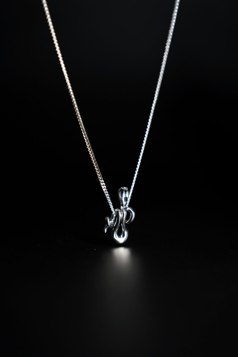 Hop Into Puddles unisex minimalist silver necklace Cobra Sneak - Necklaces - Silver Silver