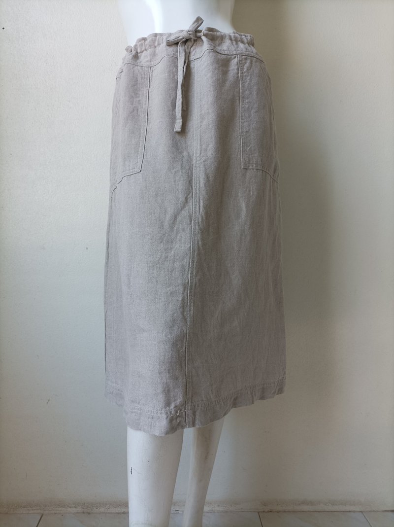 Vintage Linen Skirt Size F Made in Japan waist 28-34 - Skirts - Cotton & Hemp 