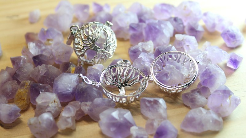 Amethyst Exquisite Box Amethyst Wishing Box Pendant Necklace Amethyst Flower - Necklaces - Gemstone Purple