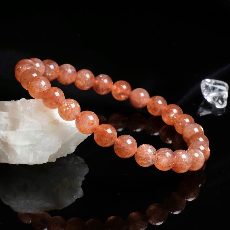 #454 One picture, one object // 7mm gold sunstone Stone bracelet attracts wealth and mood, natural and rare - สร้อยข้อมือ - คริสตัล สีส้ม