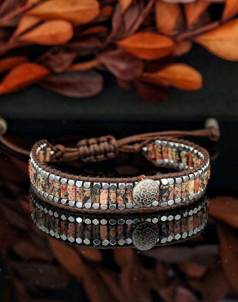 Handmade Black Leopard Skin Bracelet - Bracelets - Semi-Precious Stones 