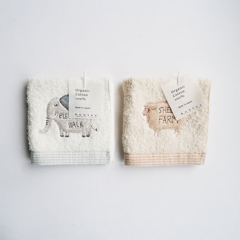 [kontex] Japanese Imabari organic cotton all-purpose small square towel-Fluffy series sheep/elephant - อื่นๆ - ผ้าฝ้าย/ผ้าลินิน หลากหลายสี