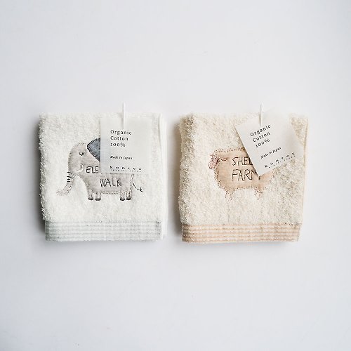 Ooyii吾憶 【kontex】日本今治有機棉萬用小方巾-Fluffy系列綿羊/大象