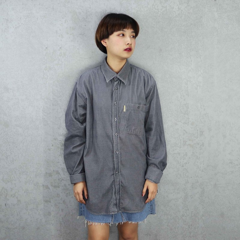Tsubasa.Y Vintage House Corduroy Shirt Grey 012, Corduroy Shirt - เสื้อเชิ้ตผู้หญิง - ผ้าฝ้าย/ผ้าลินิน 