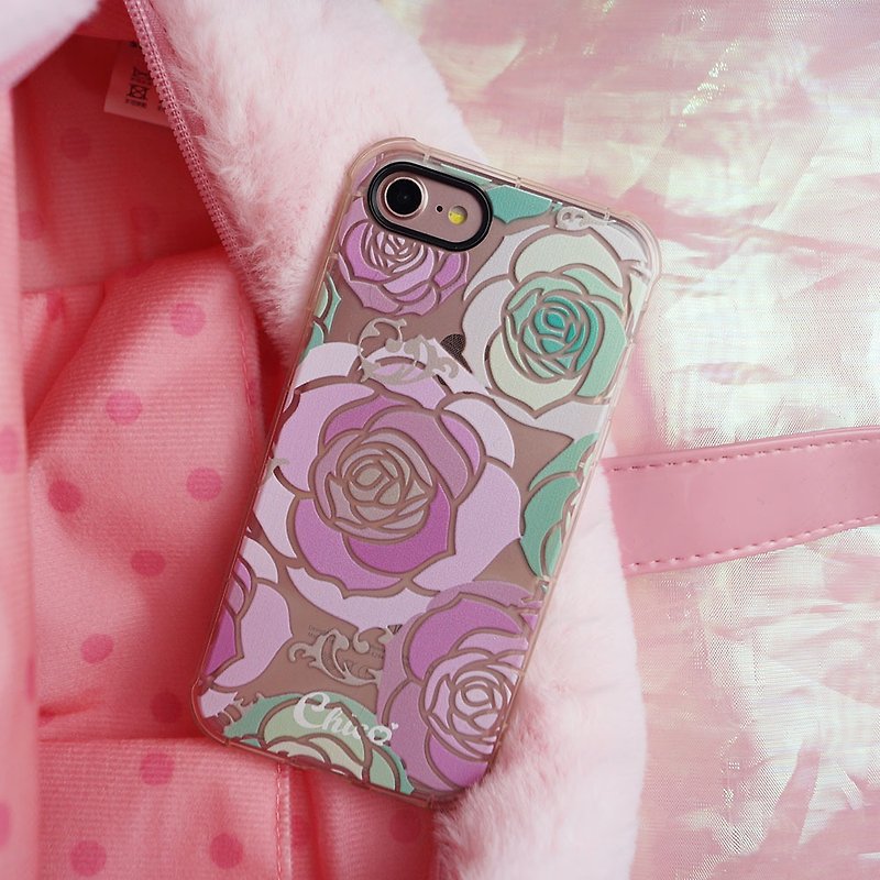 Black eye cushion air cushion anti-fall mobile phone shell [Pink Rose] - Phone Cases - Plastic Pink