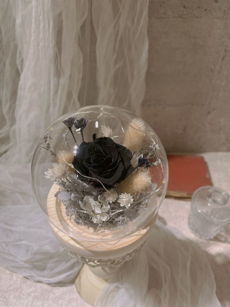 Immortal flower bell jar night light black rose unique mysterious dark dry flower devil - Dried Flowers & Bouquets - Plants & Flowers Black