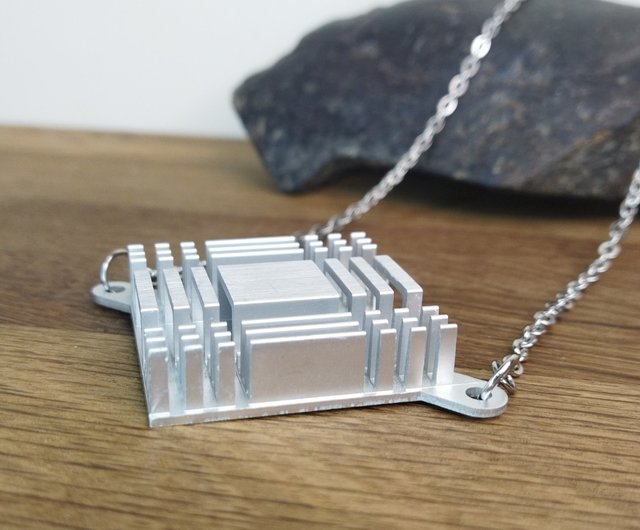 Stainless Steel Silver-Tone Razor Blade Pendant Necklace