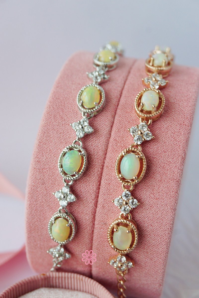 Natural Opal Bracelet Silver925. - 手鍊/手環 - 純銀 多色