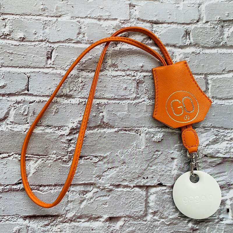 gogoro掛頸鐘型鑰匙皮套  另可客製燙金 烙印 - 鑰匙圈/鎖匙扣 - 真皮 橘色