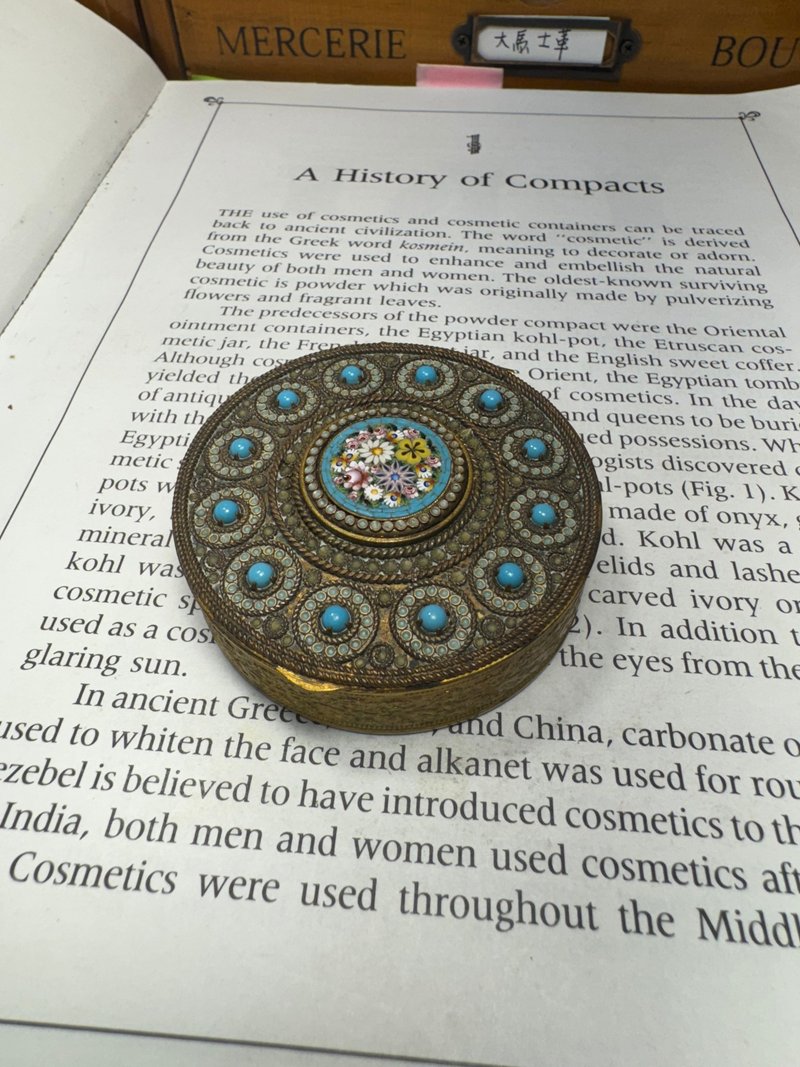 法國古董 花絲填琺瑯微馬賽克黃銅盒 - 其他 - 其他金屬 