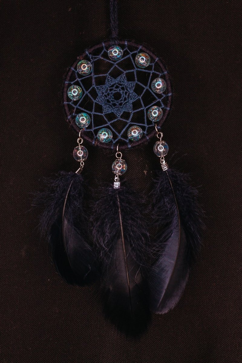 純手工捕夢網 Handmade Dreamcatcher－【星星珠－深藍】 - 擺飾/家飾品 - 其他材質 藍色
