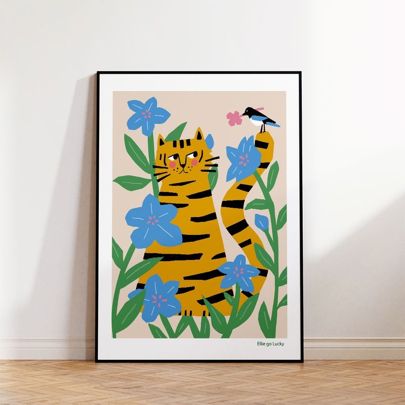 Art print/ Korean Lucky Tiger and Magpie / Illustration poster A3,A2 - 海報/掛畫/掛布 - 紙 