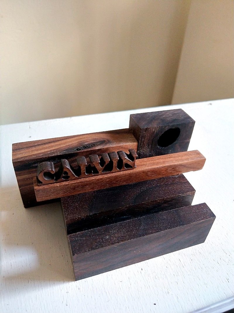 CL Studio [Modern and Simple-Geometric Style Wooden Phone Holder/Business Card Holder] N112 - Card Stands - Wood Brown