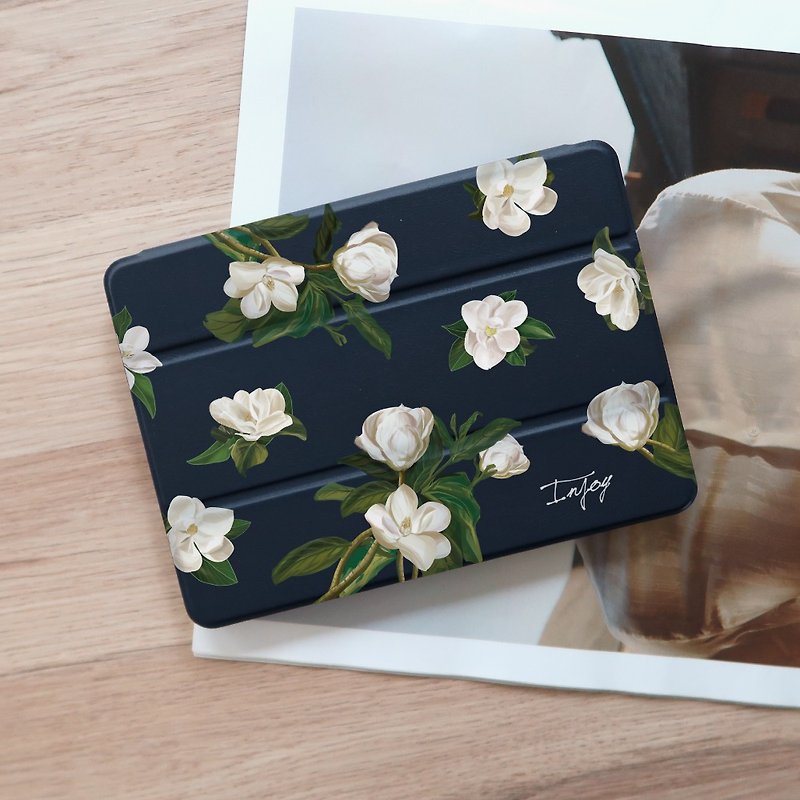 Soft white fragrance flowerd case for iPad mini3,4,5,6/Pro10.5/12.9/Air5/iPad 9 - เคสแท็บเล็ต - วัสดุอื่นๆ สีน้ำเงิน