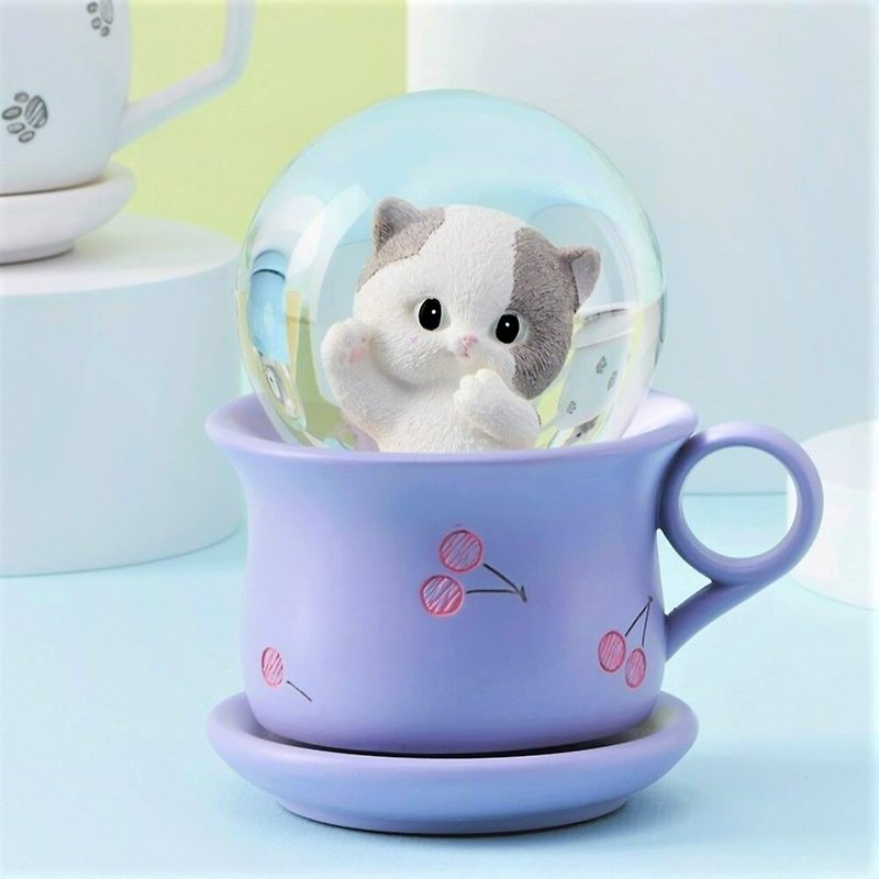 Care Meow Crystal Ball Music Box Decoration Birthday Lover Christmas Exchange Gift Healing Kitten - Items for Display - Glass 