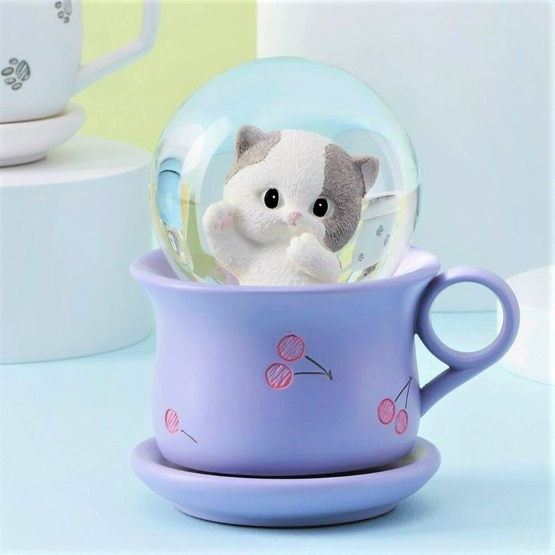 Care Meow Crystal Ball Music Box Decoration Birthday Lover Christmas Exchange Gift Healing Kitten - ของวางตกแต่ง - แก้ว 