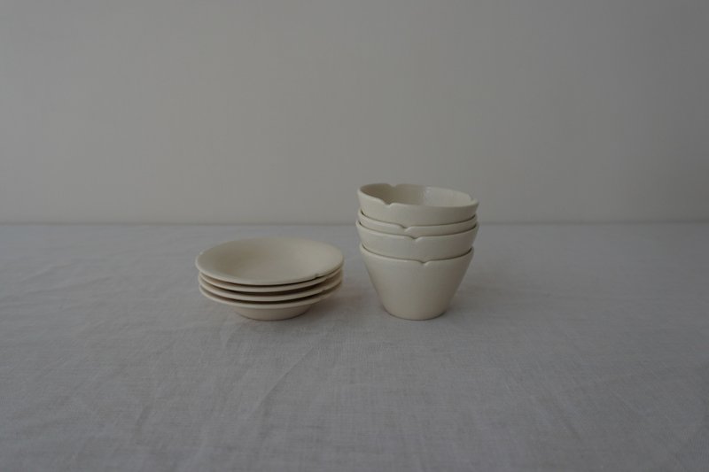 切花小杯組 - 茶壺/茶杯/茶具 - 瓷 白色