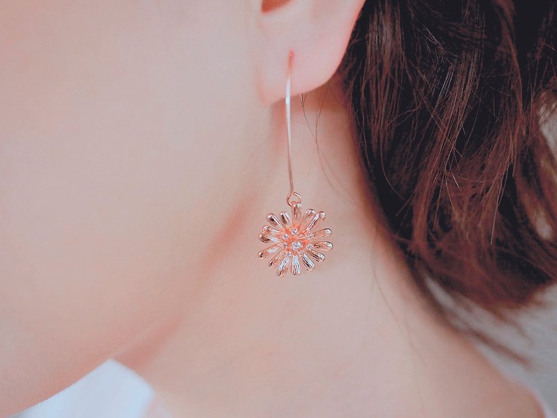 innocence series-rose gold colour dandelion - Earrings & Clip-ons - Copper & Brass Gold