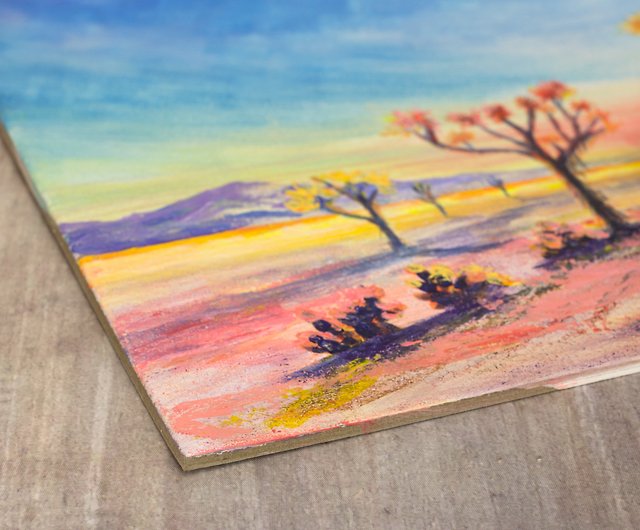 Sunset Stone Painting, Home and Trees, Painted with Acrylic paints and  finished with varnish