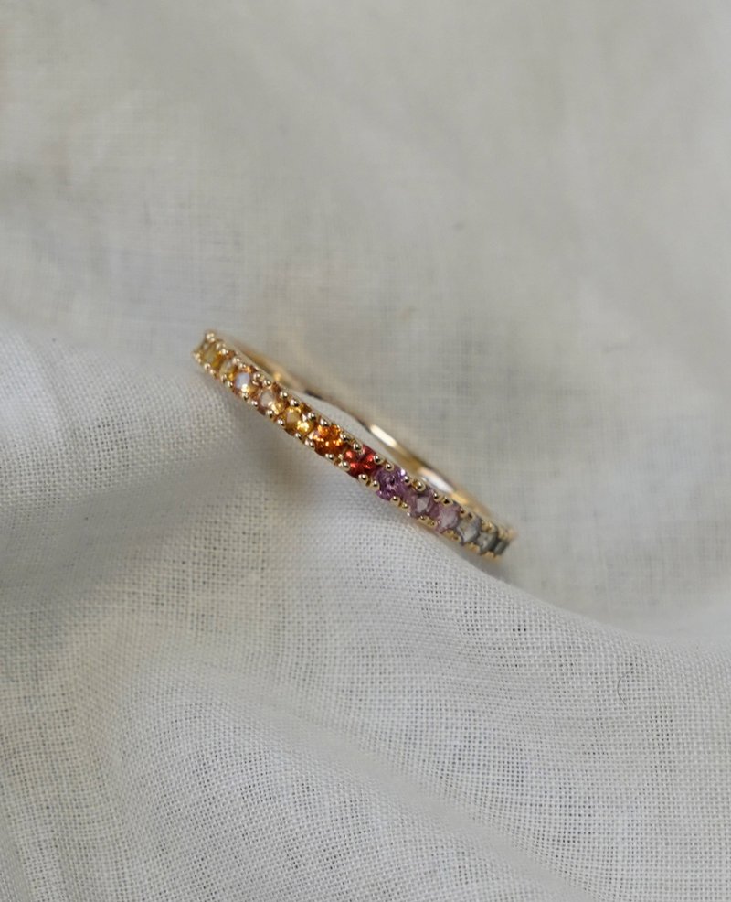 K10 Rainbow sapphire ring - 戒指 - 其他金屬 多色