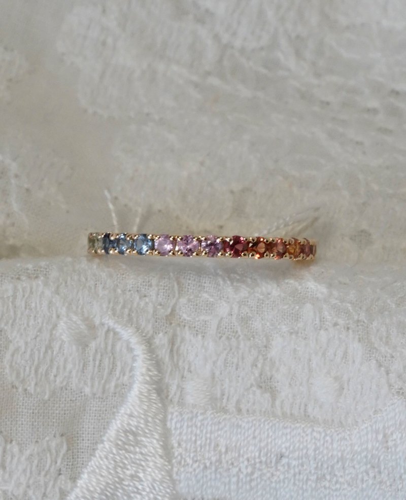 K10 Rainbow sapphire ring - 戒指 - 其他金屬 多色