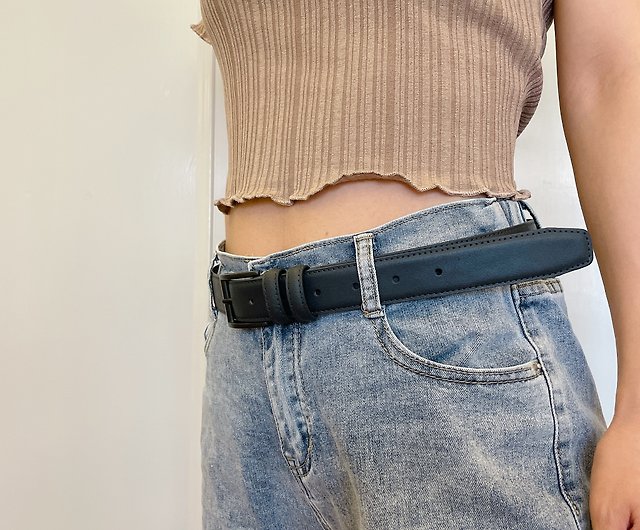 Women Belt Slim Leather Straps Buckles Solid Color Fashion Wide Belt 