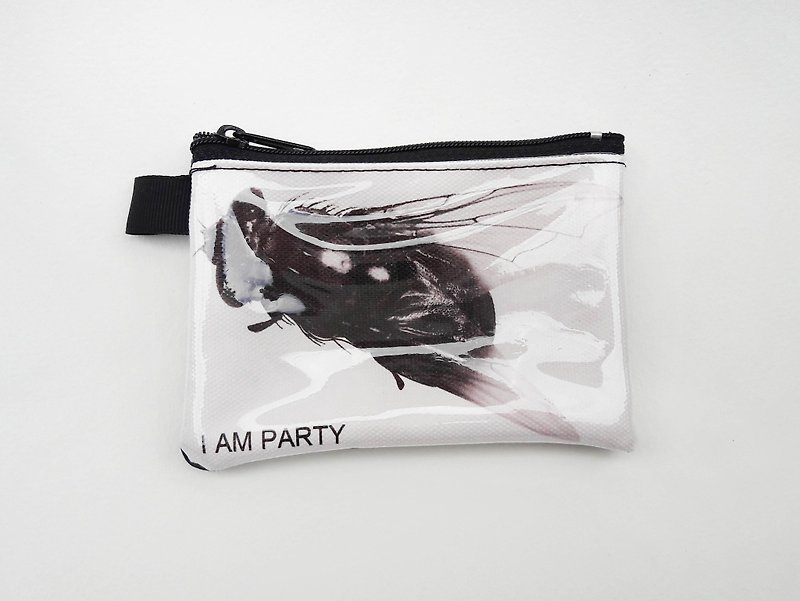 ｜I AM PARTY｜ Handmade canvas leather coin purse-Housefly [Buy, get free brand badge or leisure card sticker x1] - Coin Purses - Other Materials 