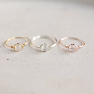 Fine ultra-compact 4mm Moonstone Bronze wire tail ring group (a set of three: Rose Gold/ gold / silver) offer simple natural crystal moon