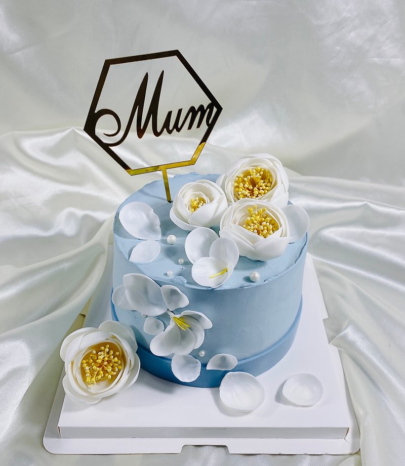 Begonia White Flower Cake Birthday Cake Custom Made Fondant Mother's Day 6 8 Inch Face-to-Face - Cake & Desserts - Fresh Ingredients 