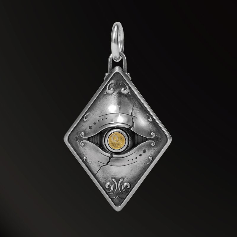 Eye of God Zeus Eternal Eye Pendant 925 Silver Men's Jewelry Fingertip Spinner Retro Mechanical Structure - Necklaces - Silver Silver
