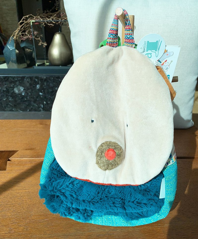 法國 Moulin Roty 齊格狗背包 (H 29 cm) - 防走失/兒童背包 - 棉．麻 綠色