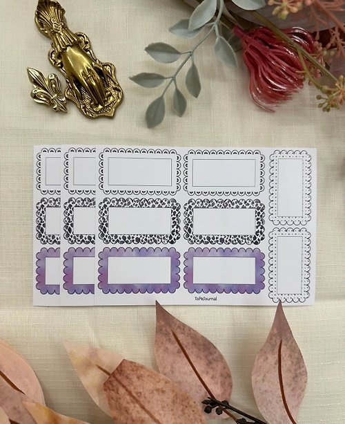 Sensiary ToPeJournal-Lace square frame matte paper sticker 3pcs