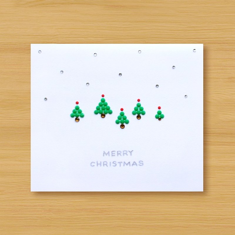 Hand-studded cards _ Christmas Little Forest B... Christmas, Christmas tree - การ์ด/โปสการ์ด - กระดาษ สีเขียว