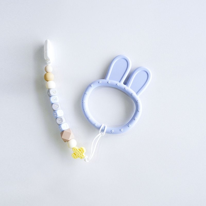 12 peanut cactus blue rabbit teether + customized pacifier chain - ของเล่นเด็ก - วัสดุอื่นๆ หลากหลายสี