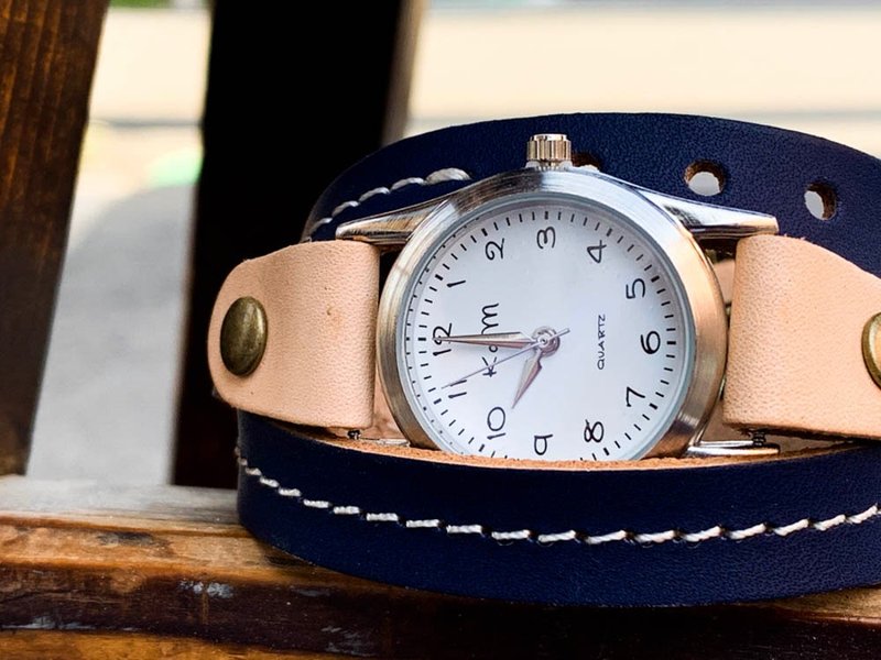 ROLL 表現力、迷人的海軍卷表三重呼吸風格 RUW-NNWW-W - 女裝錶 - 真皮 藍色