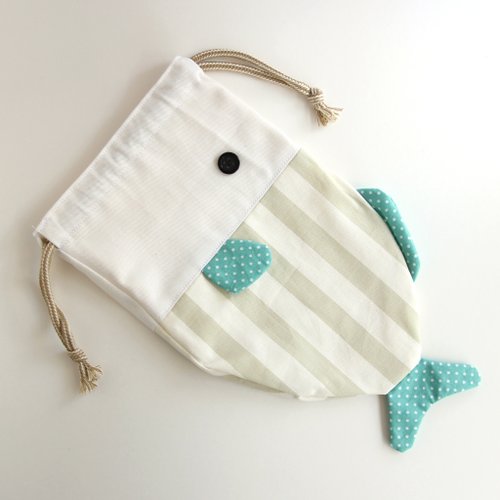 Fish Shaped Drawstring Bag By Petit MushyP  Japanese fabric, Fabric bag,  Fish in a bag