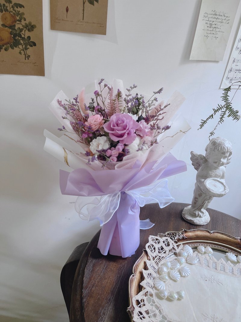 紫色晨曦 秘密花園質感系 乾燥花 永生玫瑰花束 - 乾燥花/永生花 - 植物．花 紫色