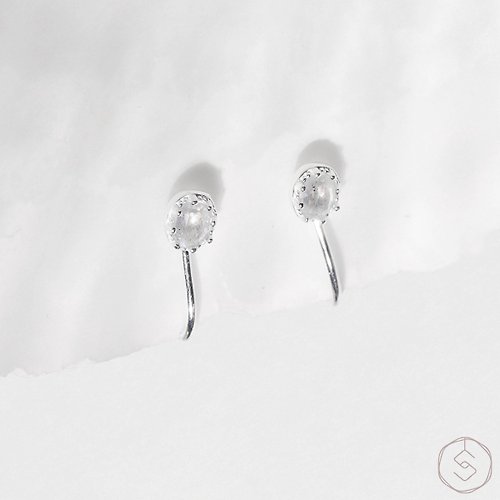 飾品控 SPANCONNY 天然水晶流行飾品 繆思MUSE | 拉長石 S925純銀 | 密鑲橢圓耳夾