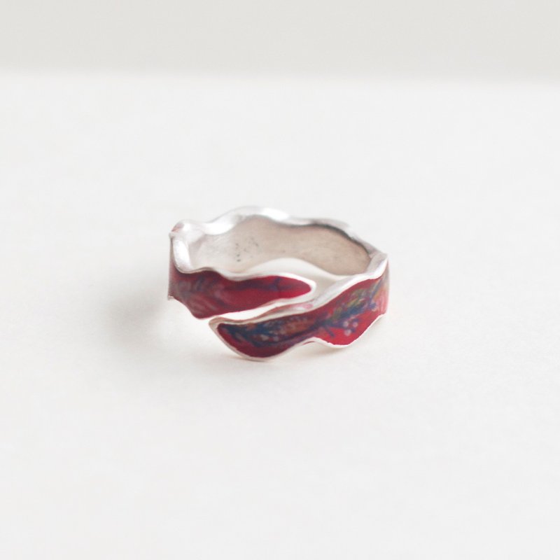 Art flower ring 990 silver / imitation enamel - แหวนทั่วไป - โลหะ 